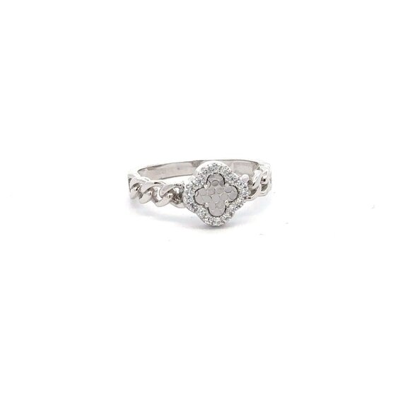 925 Sterling Silver Ring Flower Infinity Clear CZ Stones Size 5 - Picture 1 of 6